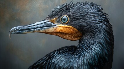 Poster - Cormorant Portrait: Close-up of a Water Bird's Sharp Gaze