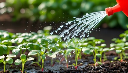 Nurturing Cress Microgreens at Home with a Hand Sprayer for Fresh Vegan Delights