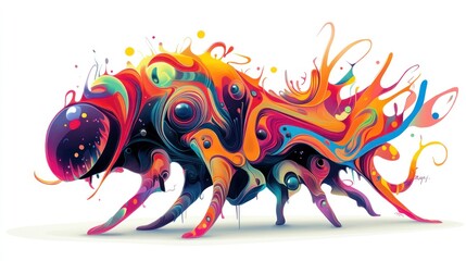 Wall Mural - Abstract Colorful Creature with Multiple Eyes