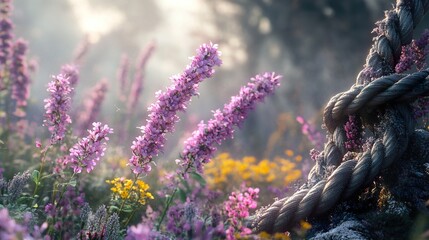 Canvas Print - Purple Wildflowers in a Sunlit Meadow