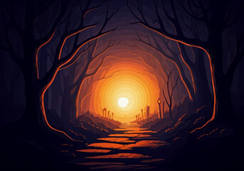 Wall Mural - scary scene halloween banner background