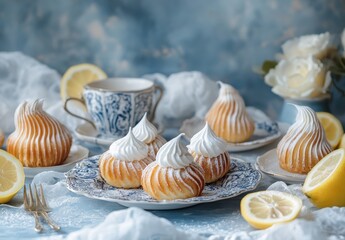 A table with profits and tea. A food concept showing homemade sweets.