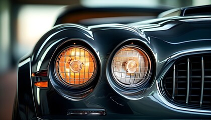 Wall Mural - Illuminating details of sleek car headlights showcasing modern design and craftsmanship