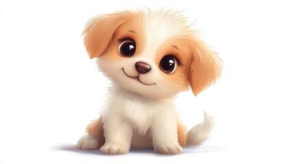 Wall Mural - A Cute Cartoon Puppy With Large Eyes