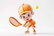 © Ilia - Cartoon tennis player in orange outfit with racket