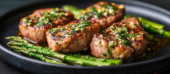 Wall Mural - Grilled Lamb Chops with Asparagus