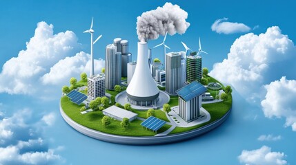 Wall Mural - Eco-Friendly City with Renewable Energy Solutions