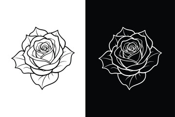 Wall Mural - rose flower outline icon vector on white background .