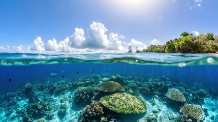 Sticker - Underwater Coral Reef with Clear Blue Water