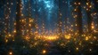 © thanawat - A mystical forest filled with glowing lights, creating an enchanting atmosphere beneath the trees at dusk.