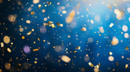 Holidays celebration with bokeh background of blue and gold for New Year 2025