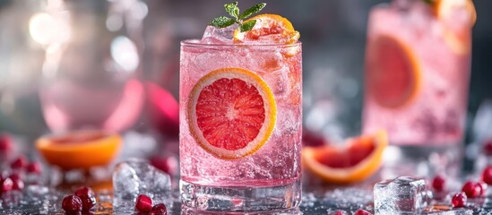 Canvas Print - Refreshing Pink Grapefruit Cocktail