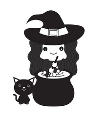 Cute cartoon illustration of a witch