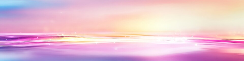 Wall Mural - A flowing pink and orange gradient background with bokeh and waves. 