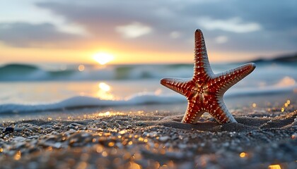 close-up view of starfish resting on sandy beach