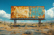 © Sebastian - A billboard in the middle of a desert, advertising water, but the water is unreachable and the billboard is rusting away.