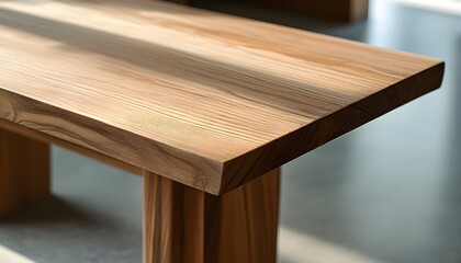 Wall Mural - Artistic Close-Up of a Wooden Table with Natural Light Highlighting Texture and Detail