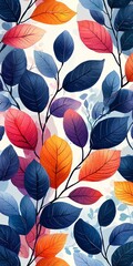 Wall Mural - A purple and pink leaf pattern with simple background. 