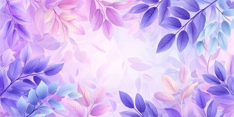 Wall Mural - A purple and pink leaf pattern with simple background. 