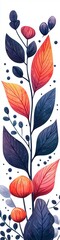 Wall Mural - A purple and pink leaf pattern with simple background. 