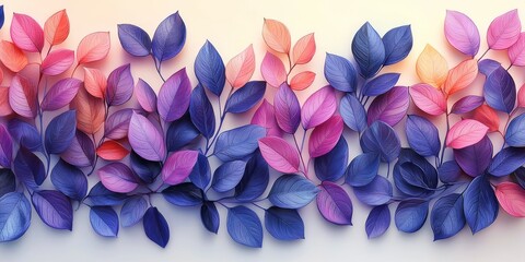 Wall Mural - A purple and pink leaf pattern with simple background. 