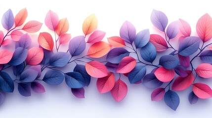 Wall Mural - A purple and pink leaf pattern with simple background. 