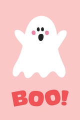 Wall Mural - halloween card with spooky ghost. vector illustration