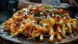 © Hammad - A platter of loaded fries with different cheeses and sauces, captured using an ultra HD camera with a ring light for even illumination