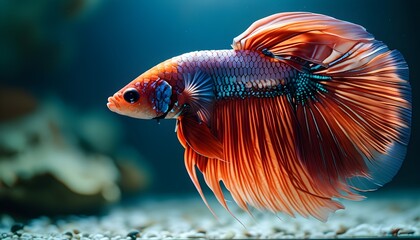 Vibrant Close-Up of a Betta Fish Showcasing Aquatic Grace and Beauty for Marine Photography Enthusiasts