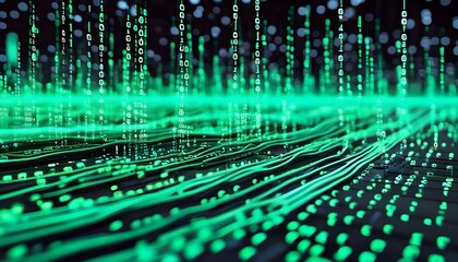 Emergence of Digital Cable from a Vibrant Green Matrix of Glowing Binary Code