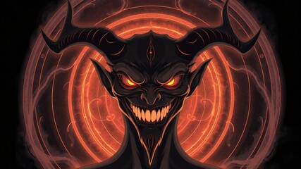 Wall Mural - closeup demon illustration for halloween background