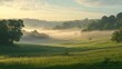 © Penatic Studio - Misty Morning Landscape with Rolling Hills and Trees