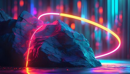 Wall Mural - Vibrant Neon Glitter Background with Generative AI Patterns