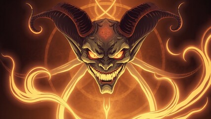 Wall Mural - closeup demon illustration for halloween background