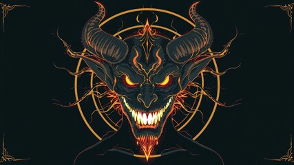 Wall Mural - closeup demon illustration for halloween background