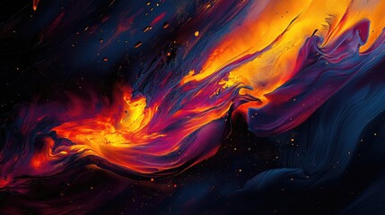 Stunning dynamic flame effects in bold, vibrant hues, showcasing abstract digital art techniques with a striking visual composition