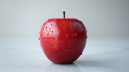 Red Apple with Water Droplets