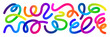 © Briddy - Colorful Rainbow Abstract Gradient Shapes Set. Vector Graphic Pattern with Wavy Lines in Bright Colors. Fluid Wave Elements of Colorful Squiggly Designs