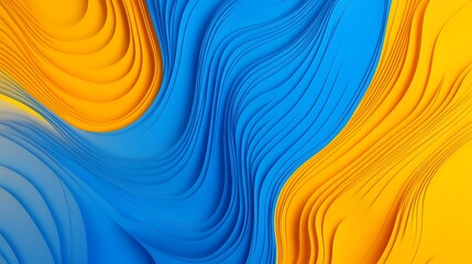 Poster - Abstract Blue and Yellow Wavy Pattern