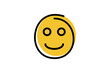 © MUN - Slightly smile face emoji in abstract line art with yellow base color. emoticon icon vector.