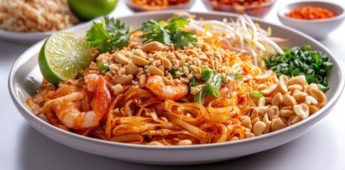 Pad Thai with Shrimp, Peanuts, and Cilantro