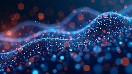 Wall Mural - dynamic particle wave pattern with blue and red hues
