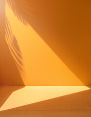 Wall Mural - abstract pastel yellow studio background for product presentation. empty room with shadows from wind