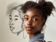 © Trinette Reed - Black college art student drawing photo of herself in class