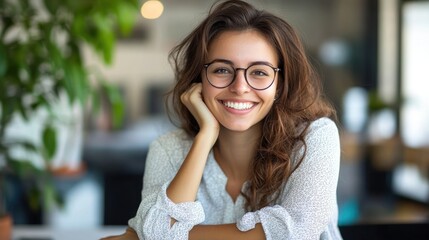 Poster - Smiling Woman with Glasses