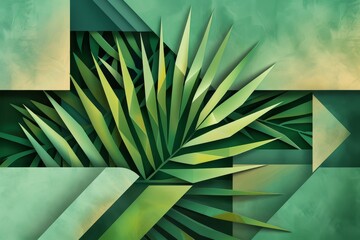 Sticker - Geometric Palm Leaf Abstraction