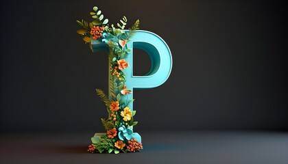 Stylish 3D Decorated Capital Letter T in Elegant Design