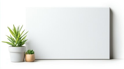 Wall Mural - A white canvas with a plant on it