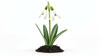 Wall Mural - A small white flower is growing in the dirt