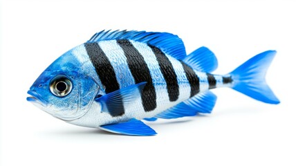 A blue striped fish with black stripes on its body